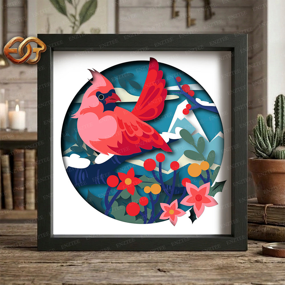 Cardinal Shadow Box SVG for Cricut | 3D Layered SVG Paper Cut Light Template