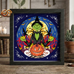 Green Witch Shadow Box SVG for Cricut | 3D Layered SVG Paper Cut Light Template 3