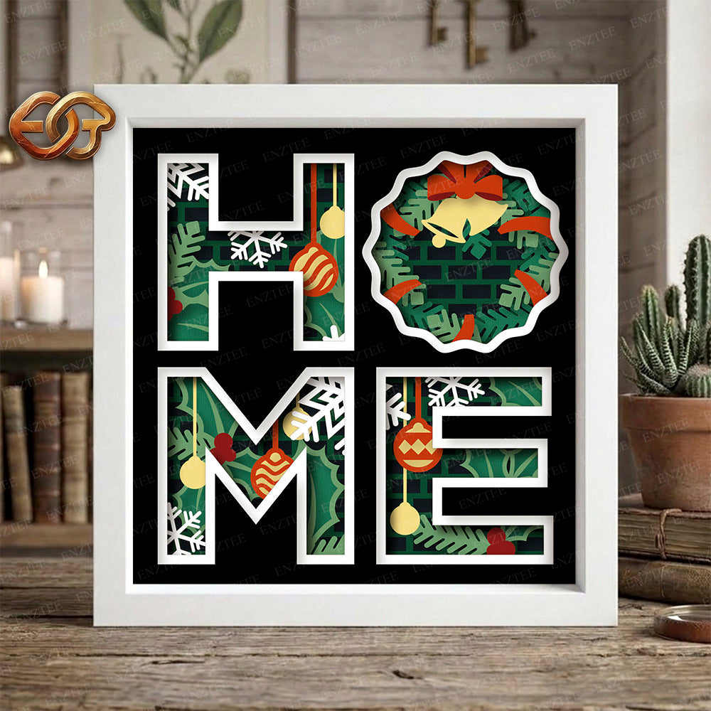 Christmas Home Shadow Box SVG for Cricut | 3D Layered SVG Paper Cut Light Template