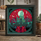 Halloween Land Shadow Box SVG for Cricut | 3D Layered SVG Paper Cut Light Template