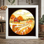 Farm Landscape Shadow Box SVG for Cricut | 3D Layered SVG Paper Cut Light Template