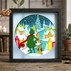 Winter Town Shadow Box SVG for Cricut | 3D Layered SVG Paper Cut Light Template 7