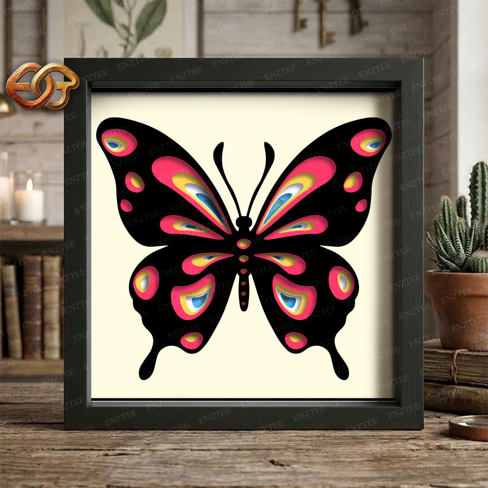 Butterfly Shadow Box SVG for Cricut | 3D Layered SVG Paper Cut Light Template 2