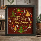A Holly Jolly Christmas Shadow Box SVG for Cricut | 3D Layered SVG Paper Cut Light Box Template