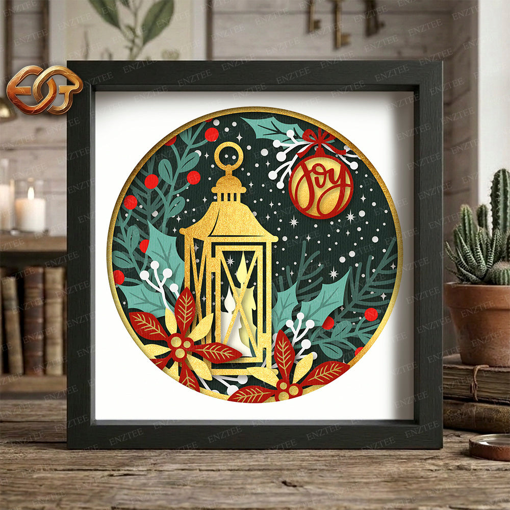 Christmas Candles Shadow Box SVG for Cricut | 3D Layered SVG Paper Cut Light Box Template
