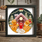 Christmas Gingerbread Shadow Box SVG for Cricut | 3D Layered SVG Paper Cut Light Template 1