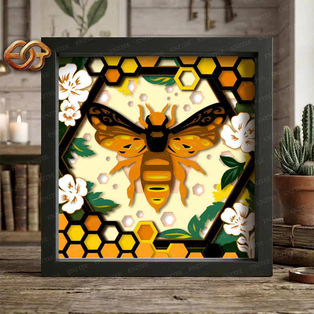 Bee Shadow Box SVG for Cricut | 3D Layered SVG Paper Cut Light Template