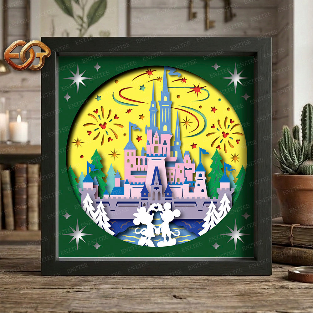 Christmas Disneyland Shadow Box SVG for Cricut | 3D Layered SVG Paper Cut Light Box Template 2