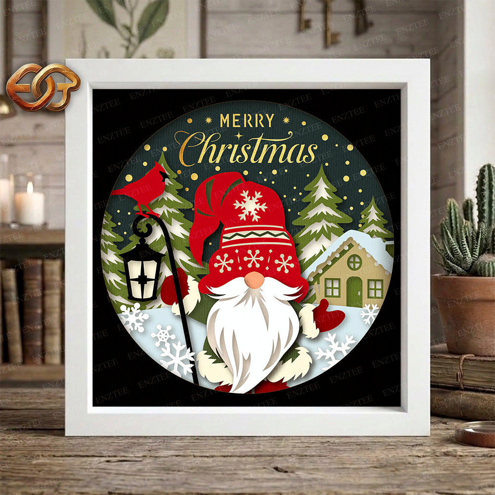 Christmas Gnome Shadow Box SVG for Cricut | 3D Layered SVG Paper Cut Light Template 2