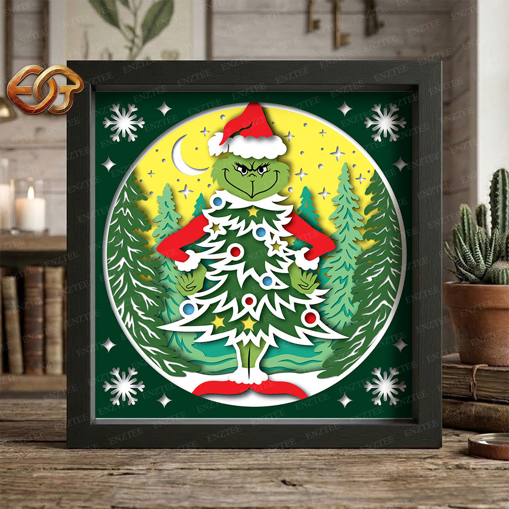 Merry Christmas Shadow Box SVG for Cricut | 3D Layered SVG Paper Cut Light Template 1