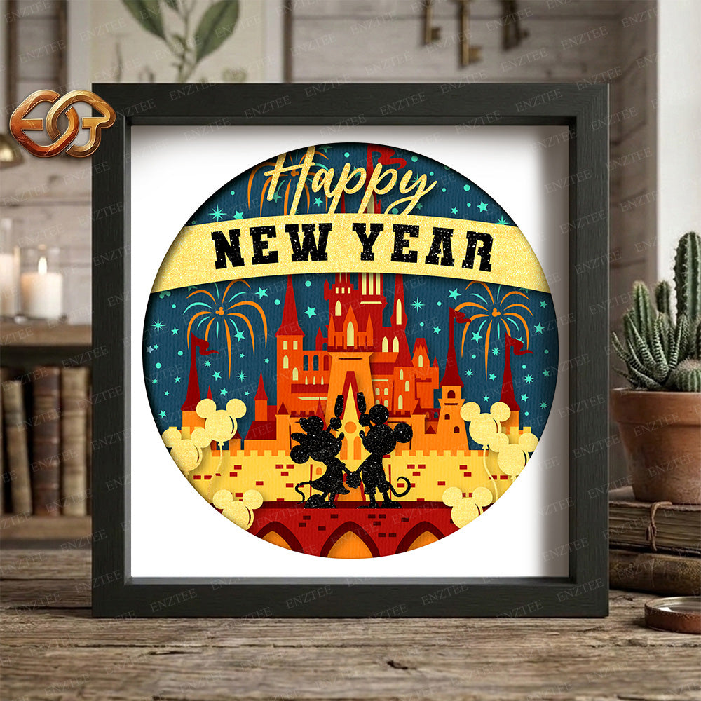 Happy New Year Shadow Box SVG for Cricut | 3D Layered SVG Paper Cut Light Template 2