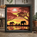 Elephant Shadow Box SVG for Cricut | 3D Layered SVG Paper Cut Light Template