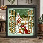 Cozy Winter Window View Shadow Box SVG for Cricut | 3D Layered SVG Paper Cut Light Template 8