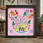 Christmas Disneyland Shadow Box SVG for Cricut | 3D Layered SVG Paper Cut Light Box Template 1