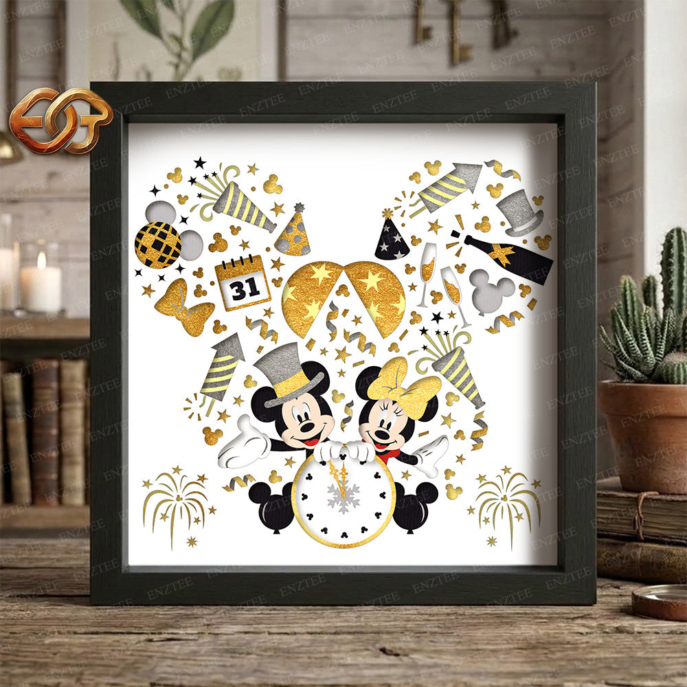 Happy New Year Shadow Box SVG for Cricut | 3D Layered SVG Paper Cut Light Template 1