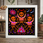 Dancing Skeletons Shadow Box SVG for Cricut | 3D Layered SVG Paper Cut Light Template