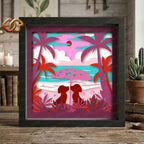 Dog Couple Shadow Box SVG for Cricut | 3D Layered SVG Paper Cut Light Template