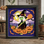 Halloween Witch Shadow Box SVG for Cricut | 3D Layered SVG Paper Cut Light Template