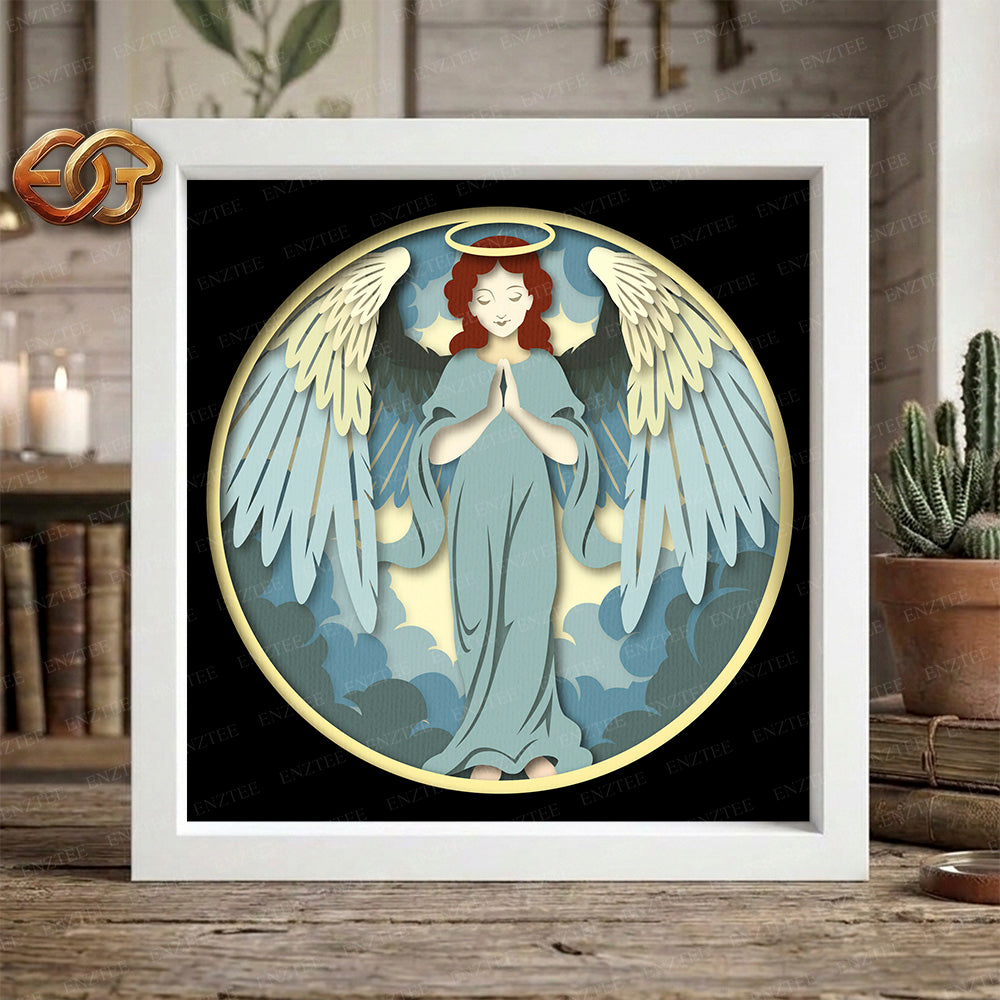 Angel Shadow Box SVG for Cricut | 3D Layered SVG Paper Cut Light Box Template