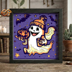 Boo Halloween Shadow Box SVG for Cricut | 3D Layered SVG Paper Cut Light Template 1