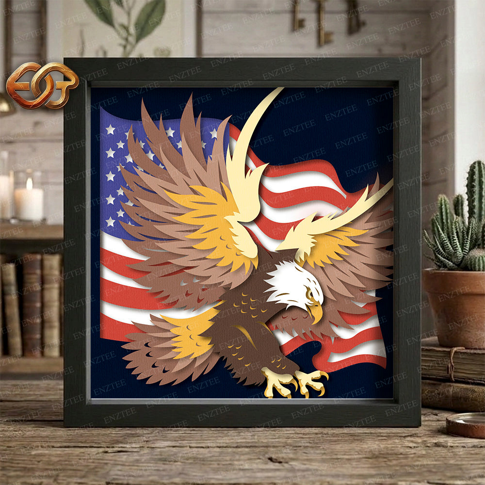 American Eagle Shadow Box SVG for Cricut | 3D Layered SVG Paper Cut Light Template