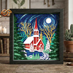 Christmas Church Shadow Box SVG for Cricut | 3D Layered SVG Paper Cut Light Box Template 1