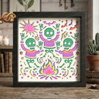 Dancing Skeletons Shadow Box SVG for Cricut | 3D Layered SVG Paper Cut Light Template