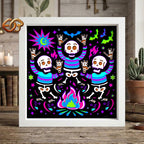 Dancing Skeletons Shadow Box SVG for Cricut | 3D Layered SVG Paper Cut Light Template