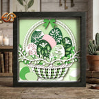 Easter egg basket Shadow Box SVG for Cricut | 3D Layered SVG Paper Cut Light Template