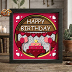 Happy Birthday Shadow Box SVG for Cricut | 3D Layered SVG Paper Cut Light Template 1