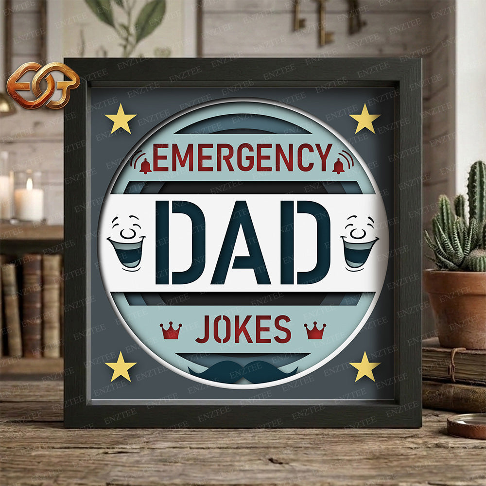Emegency Dad Jokes Shadow Box SVG for Cricut | 3D Layered SVG Paper Cut Light Box Template