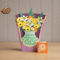 Floral Garden Pop-up Vase SVG – 3D Layered Flower Vase Paper Craft Template for Cricut 3