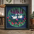 Swans Shadow Box SVG for Cricut | 3D Layered SVG Paper Cut Light Box Template