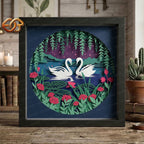 Swans Shadow Box SVG for Cricut | 3D Layered SVG Paper Cut Light Box Template