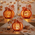 Combo 3 Pumpkin Paper Lantern SVG - 3D Fall Season Night Light Template