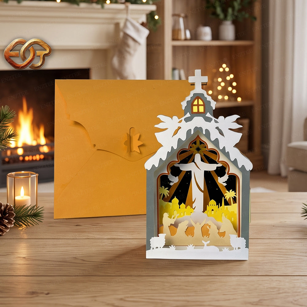 Christmas Pop-up Nativity Scene SVG - 3D Layered Christmas Paper Craft Template for Cricut 1