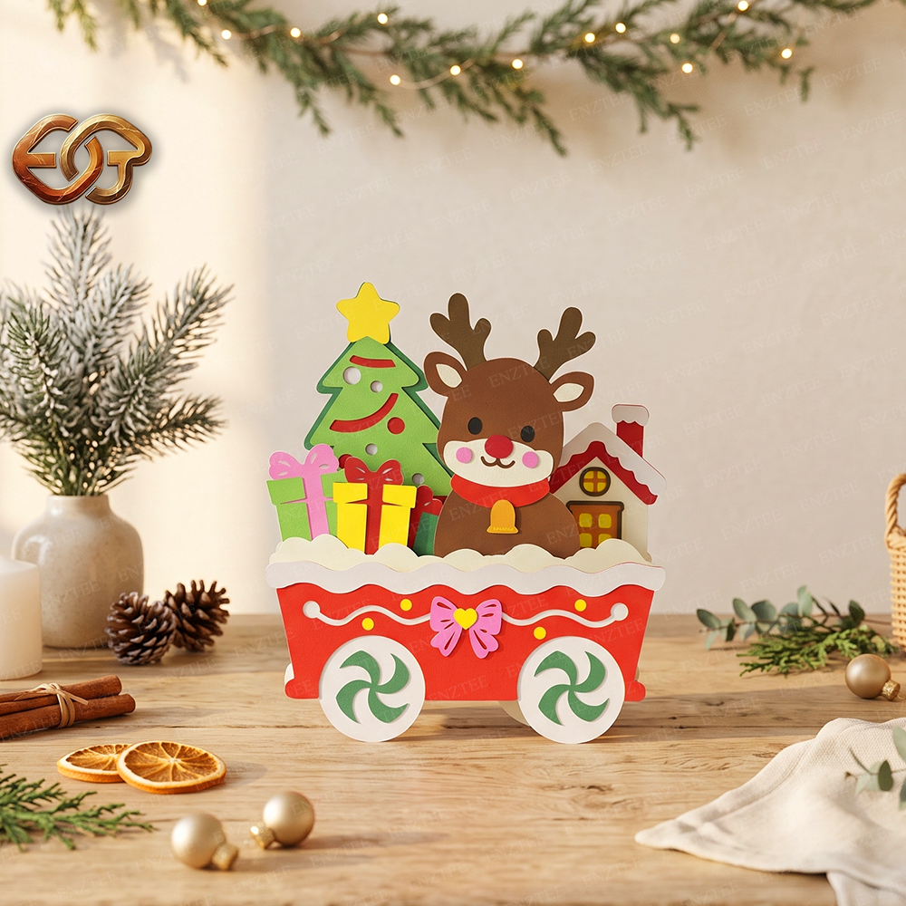 Christmas Train Pop-up SVG - 3D Layered Christmas Paper Craft Template for Cricut
