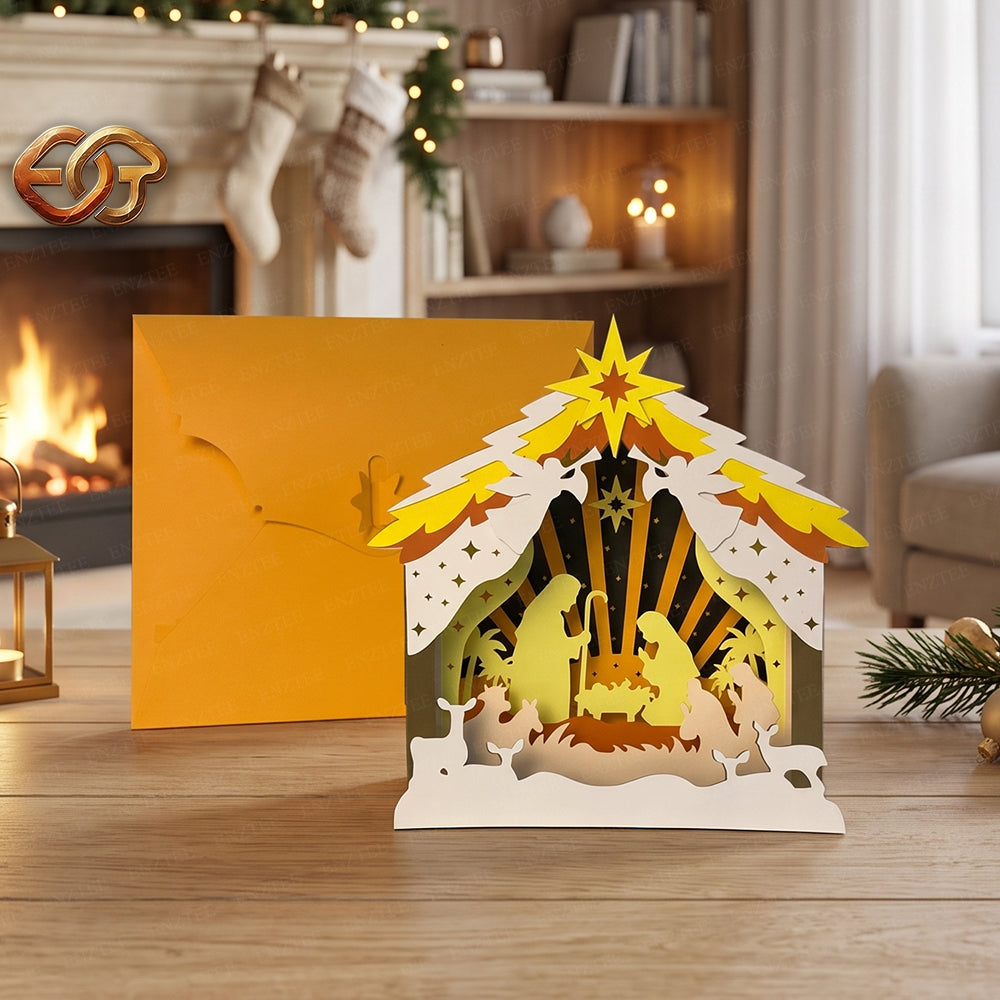 Xe trượt tuyết của ông già Noel SVG – Mẫu đồ thủ công giấy Giáng sinh xếp lớp 3D dành cho máy cắt Cricut 1