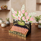 Combo 3 Floral Pop-up Typewriter SVG – 3D Layered Flower Typewriter Paper Craft Template for Cricut