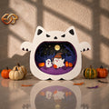 SVG Pop-up Chat Effrayant - Modèle de Bricolage Halloween en Papier 3D Superposé pour Cricut 2