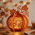Combo 3 Pumpkin Paper Lantern SVG - 3D Fall Season Night Light Template