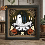 Ghost Ship Shadow Box SVG, Tệp SVG Cho Dự Án Cricut, SVG Xếp Lớp 3D, Halloween 3D Shadow Box Svg, Paper Cut Light Box