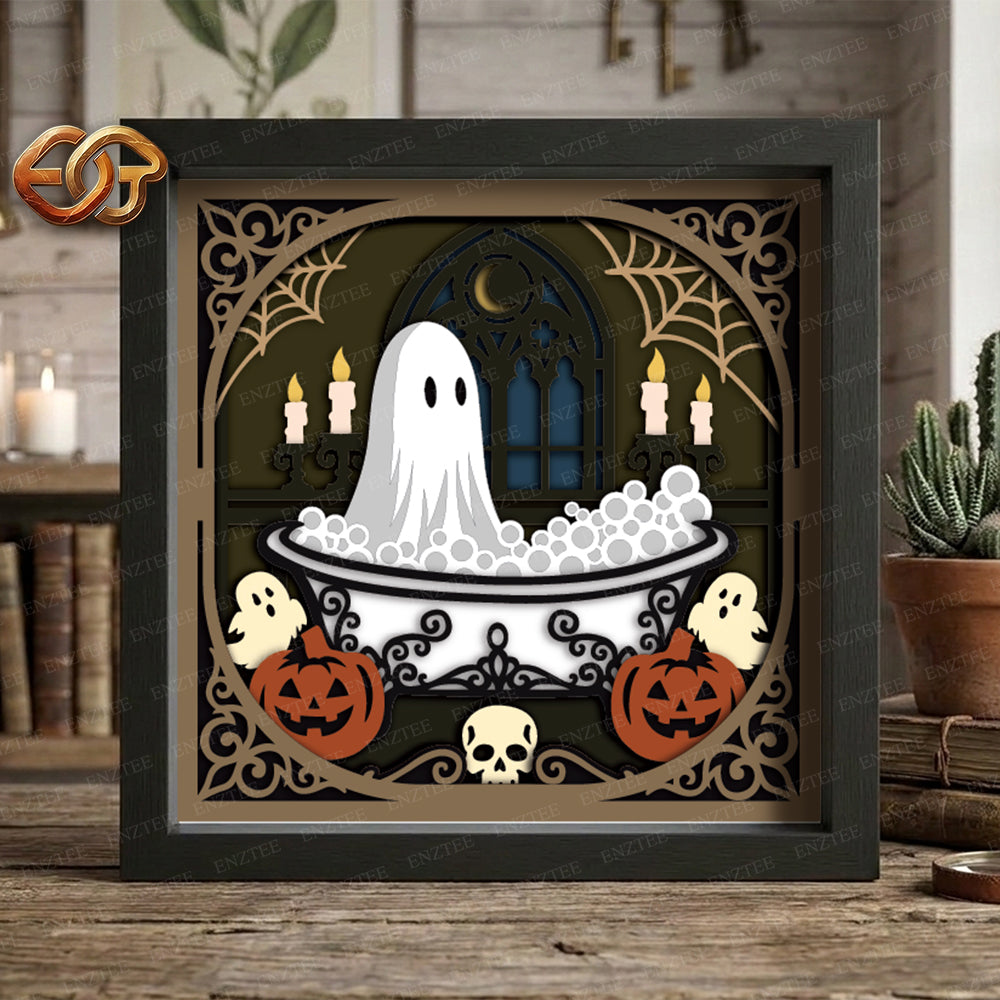 Ghost Ship Shadow Box SVG, Tệp SVG Cho Dự Án Cricut, SVG Xếp Lớp 3D, Halloween 3D Shadow Box Svg, Paper Cut Light Box