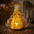 Floral Princess Paper Lantern SVG – 3D Fairy Tale Night Light Template 1