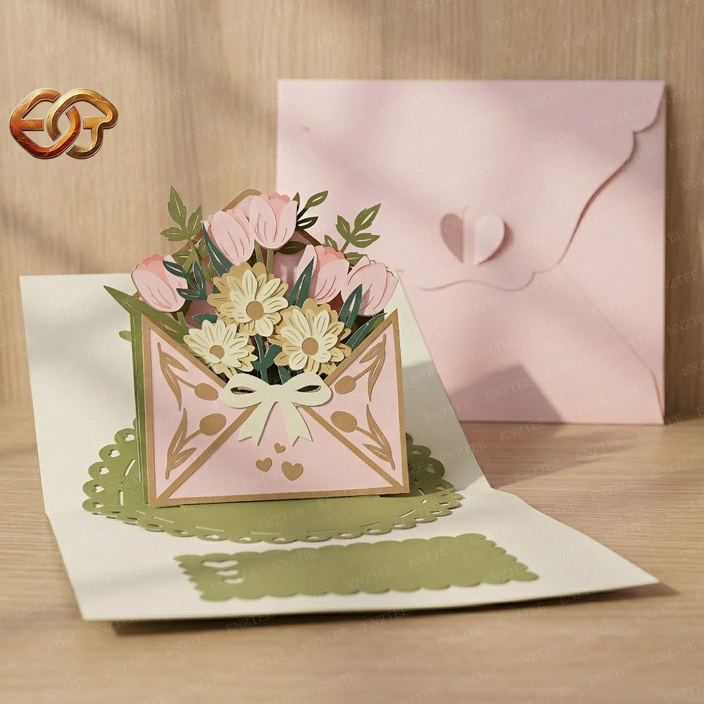 Flower Pop-up Card SVG – 3D Floral Greeting Card for Cricut 2