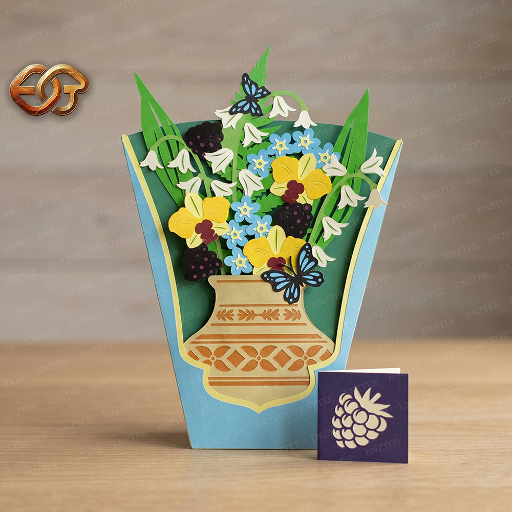 Floral Garden Pop-up Vase SVG – 3D Layered Flower Vase Paper Craft Template for Cricut 2