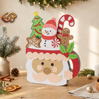 Combo 2 Santa Claus Pop-up Mug SVG - 3D Layered Chrismas Paper Craft Template for Cricut