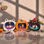 Combo de 3 SVG Pop-up Chat Effrayant - Modèle de Bricolage en Papier 3D Superposé pour Halloween pour Cricut