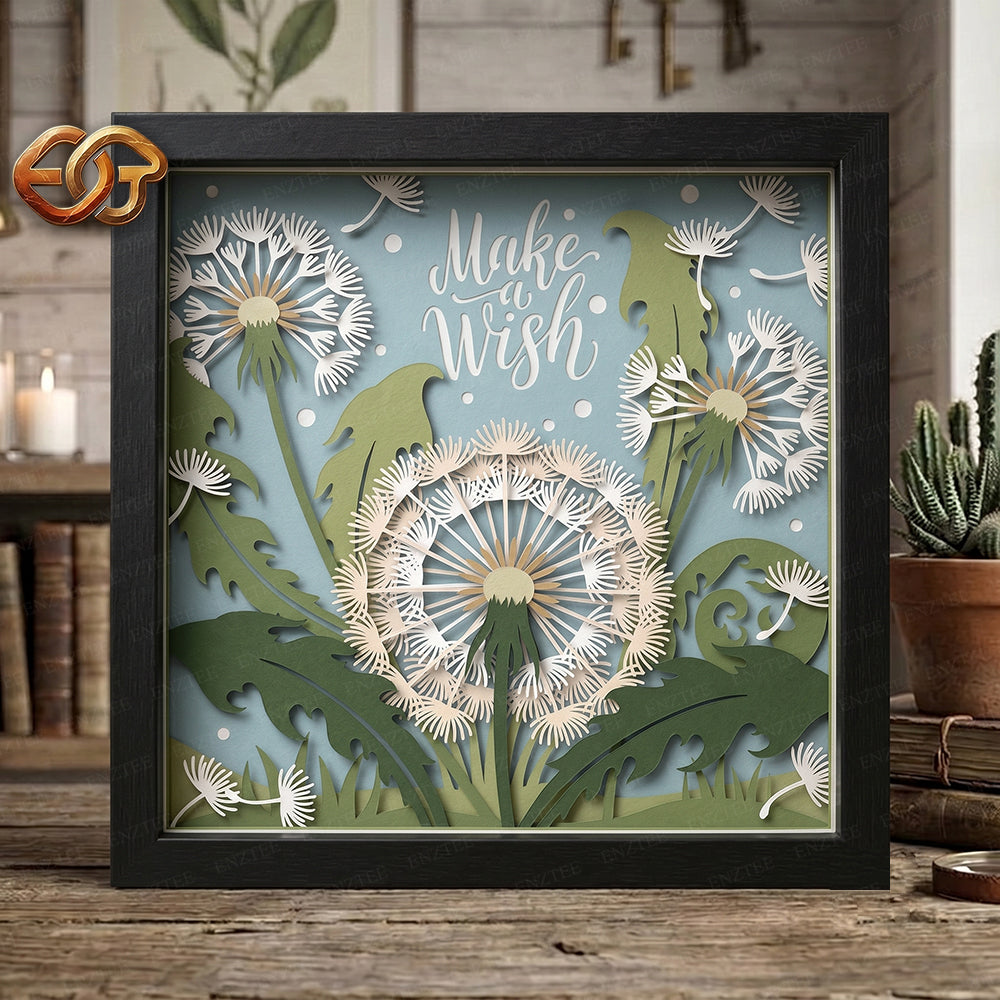 Dandelions Shadow Box SVG for Cricut | 3D Layered SVG Paper Cut Light Box Template