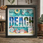 Beach Shadow Box SVG for Cricut | 3D Layered SVG Paper Cut Light Box Template 3